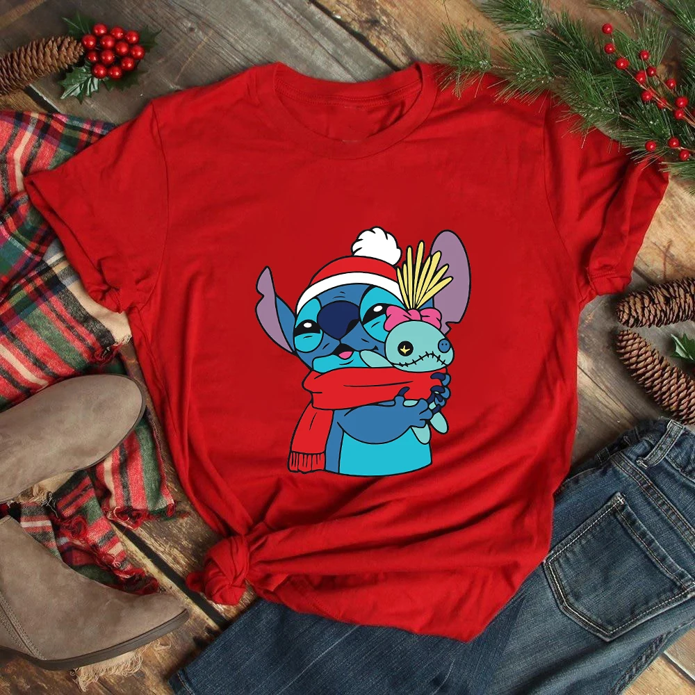 Game Fun Play Toys Merry Christmas Women&#39;s T-shirt Cute Stitch Reindeer Print  S - £24.49 GBP