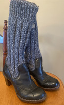 El Naturalista Leather Wool Knit Top Boots Size Womens US 6 EU 36 Sock Heel - £47.44 GBP