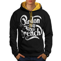 Wellcoda French Language Slogan Mens Contrast Hoodie, Adult Casual Jumper - £30.96 GBP