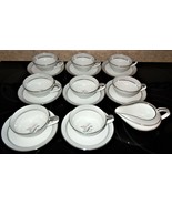 17pc Noritake China Lilybell Tea Cup Saucer Creamer Set 5556 Platinum Ba... - $1,505.15 MXN