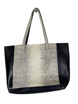 Loeffler Randall Tote Bag Genuine Leather Black and Cream Color Double Handle - £28.76 GBP