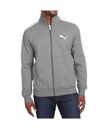 PUMA Jacket Men&#39;s Medium Gray Track Zip Closure Logo Knit Ribbed Trim NWT - £23.37 GBP