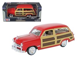 1949 Ford Woody Wagon Red 1/24 Diecast Model Car by Motormax - £30.81 GBP