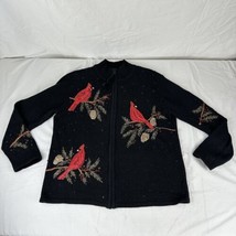 Tiara International Christmas Collection 2004 Embroidered Beaded Zip Cardigan S - £38.74 GBP