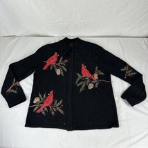 Tiara International Christmas Collection 2004 Embroidered Beaded Zip Cardigan S - £37.56 GBP