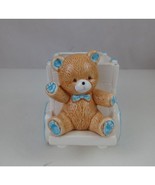 Vintage 1986 Lefton Teddy Bear Blue White Planter Japan - $9.69