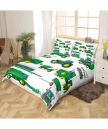Kids Duvet Cover Set, Construction/Digger, King Size Green Vehicle Quilt... - $825.41 MXN