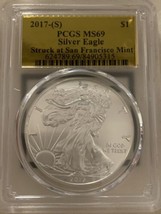 2017 S- American Silver Eagle- PCGS- MS69- Struck @ SFM- Gold Foil Label - $103.95