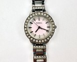 Fossil ES-2189 Women&#39;s Watch 34mm Crystal Silver Tone Pink Dial New Battery - £20.99 GBP