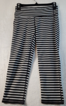 Athleta Leggings Women Small Black White Stripe Knit Nylon Elastic Waist... - $13.89