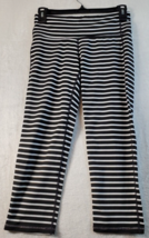 Athleta Leggings Women Small Black White Stripe Knit Nylon Elastic Waist... - £10.85 GBP