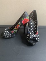 Iron Fist Lounge Days Polka Dot Floral Women’s Heels Rockabilly Sz 5 - $37.36