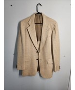 Vtg Karoll’s Cricketeer 40R  Herringbone Sport Coat Jacket Tan - £37.57 GBP