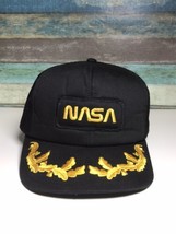 Vintage Cap NASA Astronaut Space Mens Snapback Trucker Mesh Hat Black 80... - £16.41 GBP