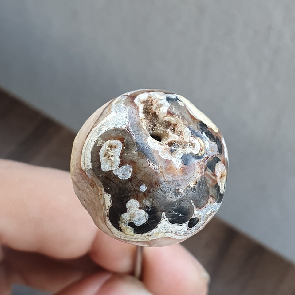Ancienne amulette de perles en pierre agate oeil antique Khorasan #10 - $52.23
