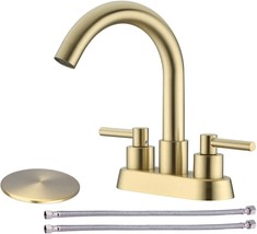 Trustmi Bathroom Faucet 2 Handle Bathroom Sink Faucet In Brushed Gold 4 Inch - £47.12 GBP