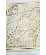 Antique 1877 Color Lithograph MAP OF MIDDLE USA 12&quot; x 9&quot; Steinwehr PA NY... - £7.07 GBP