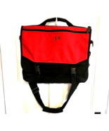 Lands End Red Black Canvas Messenger Bag Tote Shoulder Strap Laptop Comp... - £32.13 GBP