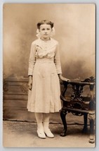 Pretty Young Girl RPPC Hair Bow Jewelry Penn Park Studio PA Postcard G28 - $13.95