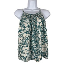 Cynthia Rowley Womens Tank Top Size XS Green Floral Rayon Smocking - £14.34 GBP