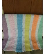 Handmade Crotchet Pastel Striped Baby Blanket - £7.84 GBP
