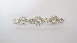 Silver metal slim round crystal hair pin clip barrette for fine thin hair - £11.93 GBP