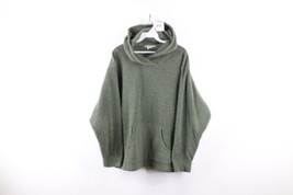 Vintage 90s Eddie Bauer Mens Medium Faded Blank Fleece Hoodie Sweatshirt Green - £46.47 GBP