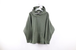 Vintage 90s Eddie Bauer Mens Medium Faded Blank Fleece Hoodie Sweatshirt Green - $59.35