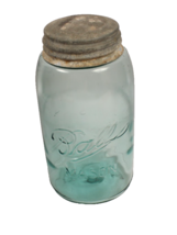 1900-1910 Ball Mason Jar Triple L Lots of Bubbles Zinc Top Quart Size - $17.09