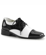 FUNTASMA Men&#39;s Shiny Retro Disco Black/White Loafers Halloween Costume S... - $1,101.59 MXN