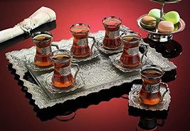 LaModaHome Turkish Arabic Tea Glasses Set, Fancy Vintage Handmade Set for Servin - £68.80 GBP