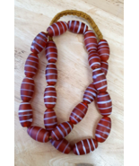 BELLISSIMA COLLANA VINTAGE 4 strisce di perle di vetro rosse e bianche - $711.67 MXN