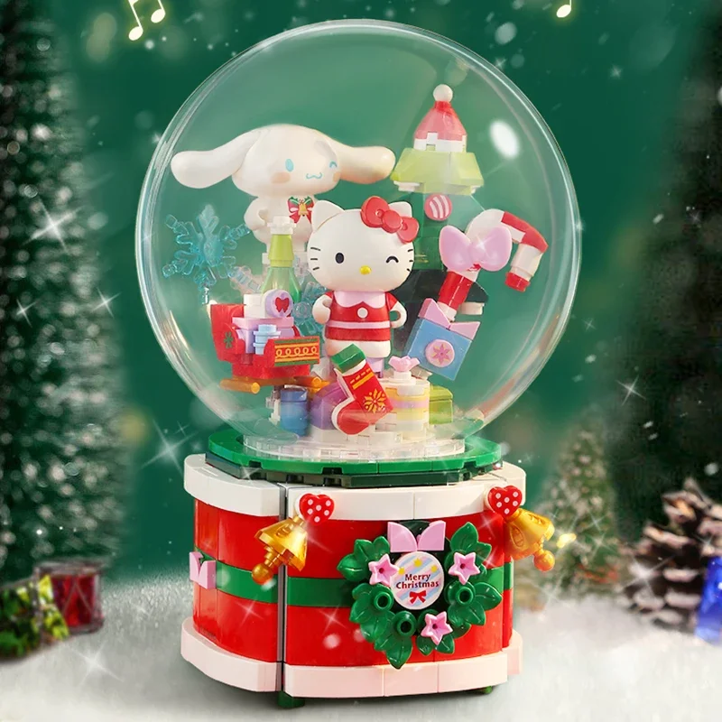 Sanrio HelloKitty Anime Figure Building Block Music Box Cute Kawaii Cinnamoroll - £31.85 GBP