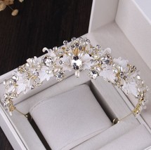 Baroque Vintage Gold Crystal Leaf Pearl Costume Jewelry Sets Rhinestone Choker N - £19.76 GBP