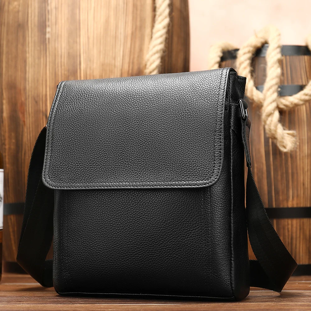 Man Leisure Bag Fashion Genuine Leather Shoulder Bag Headlayer Cowhide Postman B - $302.65