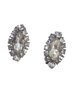 Vintage Weiss Clip On Crystal Earrings: Silver Marquise Clear Rhinestone... - $17.82