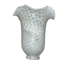 Tulip Lily Flower Glass Lamp Shade - TerraCottage- White Mermaid- 2 1/8&quot; Fitter - £24.09 GBP