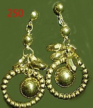 Earrings # 250 A LOT OF NINE Pierced Gold Color Danglers 2 3/4 inches long - £2.35 GBP
