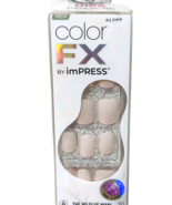 KISS IMPRESS COLOR FXPRESS ON Nails &quot;Rebel&quot; White 30 Nails #91399 No Glu... - $11.00