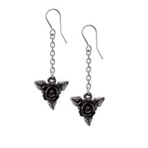Alchemy Gothic E472 - Black Rose Droppers Earrings  Love Mystical - $27.99