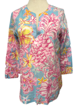 Lilly Pulitzer Pink and Blue Floral Long Sleeve Tunic Top, Women&#39;s Size S - £17.17 GBP