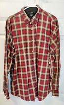 Men&#39;s NorthCrest Plaid Red/Brown Button Down Size XL-Nice - £7.20 GBP