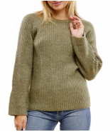 Fever Women&#39;s Plus Size XXL Green Bell Sleeve Ribbed Sweater NWT - $14.22