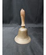 Antique Brass Wood Handle Handheld Teacher School Room Ringing Bell Vintage - $363.77 MXN