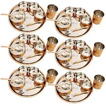 Prisha India Craft Stainless Steel Copper Dinner Thali Set of 6, Servewa... - $390.00