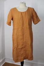 Pure J Jill XS Orange Garment Dyed Linen Short Sleeve Shift Dress Pockets - £34.29 GBP