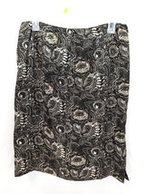 Plymouth New York Women Brown and White Silk Floral Skirt Side Zip Size 14 - £17.47 GBP