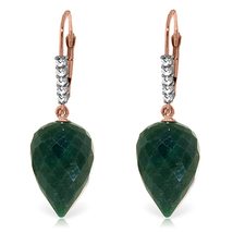 Galaxy Gold GG 14k Rose Gold Earrings with Drop Briolette Emeralds and D... - £324.11 GBP+