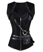 Overbust Steampunk Steel Underwired Black Cotton Leather Heart Bolero Jacket ... - £69.65 GBP+