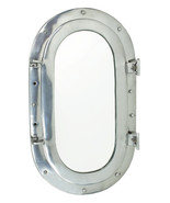 Polished Aluminum Nautical Marine Oval Ship Porthole Folding Wall Mirror... - $119.99